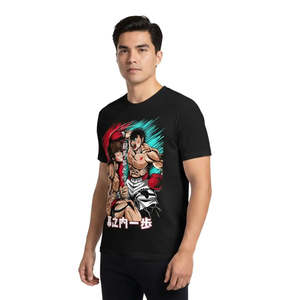 T-shirt de boxe Anime Ippo Vs Baki 100% coton avec motif, disponible en longueur longue et en 3 poids (280g, 240g, 200g) - Product Image 2