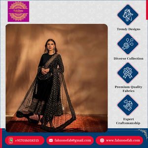Diseñador de moda para bodas y fiestas, bordado pesado y trabajo de secuencia, Faux Georgette Anarkali, conjunto de vestido y Dupatta para mujeres - Product Image 4