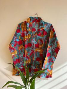 ชุดนอนผ้าฝ้ายคอวีพิมพ์ลายเสือสีแดงสวยสำหรับผู้หญิงชุดนอนผ้าคอตตอนลายสัตว์เซ็กซี่ระบายอากาศได้ดีนุ่มขนาดพิเศษ - Product Image 4