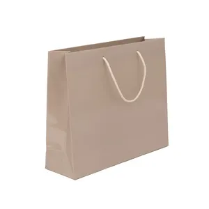 意大利制造高品质奢华光泽双涂层纸袋42*13*36鸽子灰色购物袋服装零售礼品包装