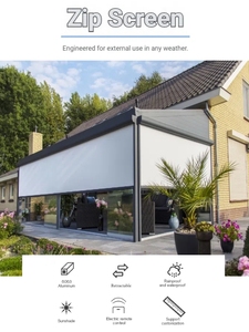 Pare-brise manuel électrique gonflable avec fermeture éclair Tissu imperméable avec fermeture éclair Stores enrouleurs coupe-vent Volets - Product Image 2