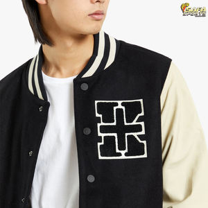 Jersey de lana de cuero 4XL personalizado, manga delgada, diseño universitario, Letterman jersey con capucha, cuello levantado, Chaqueta larga y delgada con calefacción - Product Image 4