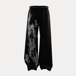 FIVE B Manufacturer Custom Lightning Pattern Design Men's Loose Straight Leg Y2K Pants Casual Fashion Black Wholesale Baggy Wear - Product Image 4