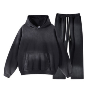 ชุดวอร์มผ้าฝ้ายสไตล์วินเทจชุดวอร์มซักด้วยกรดสำหรับฤดูหนาวใส่ได้ทั้งชายและหญิงชุดใส่ไป100% โลโก้ได้ตามต้องการ - Product Image 1