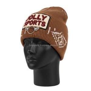 Gorro de Punto Acrílico Elástico de Alta Calidad para Mujer, 320 g/m², Color Marrón, con Logotipo Bordado Personalizado, Gorro Jacquard - Product Image 4