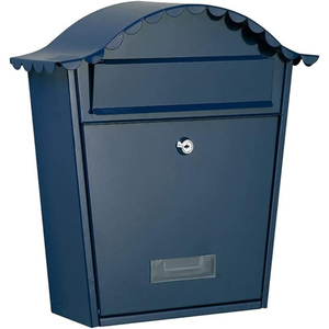 Boîte aux lettres murale classique noire verrouillable en acier galvanisé et aluminium, boîte aux lettres extérieure pour la décoration de la maison et du jardin - Product Image 4