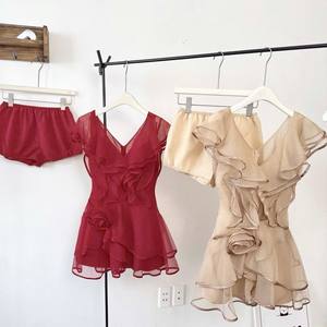 Vestido Mini Sexy de Gasa Transparente con Cuello en V para Mujer, Venta al por Mayor - Product Image 4