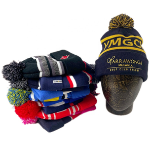 Gorro de punto con pompón personalizado al por mayor gorro de invierno 100% acrílico cálido Jacquard 3D logotipo bordado estilo Y2K gorros de club deportivo - Product Image 1