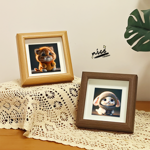 Molduras para Fotos 4x4 em Madeira Natural com Acrílico e Plexiglass, Moldura Oca A4, Caixa de Sombra para Exibição em Mesa ou Montagem na Parede, Quadrada 5x7 8x10 - Product Image 2