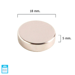 แม่เหล็กกลมนีโอไดเมียม Wolfpack O/ 18x5 มม. (บรรจุภัณฑ์แบบแผง 1 ชิ้น) - Product Image 1
