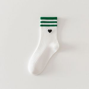 Wholesale Cotton Crew <b>Socks</b> Men <b>Women</b> with Striped Cuff and Embroidered Heart Soft Casual <b>Sock</b> from Vietnam Manufacturer - Product Image 2