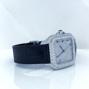 นาฬิกาโมอิสซาไนต์หน้าปัดสี่เหลี่ยมคลาสสิกระดับพรีเมียม พร้อมขอบเพชรคุณภาพ VVS สายหนัง ตัวเรือนเหล็ก - กำลังเป็นที่นิยม - Product Image 6