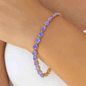 Multifire Sterling Silver Large Fire <b>Opal</b> Gemstone Tennis <b>Bracelet</b> Delicate Luxury Birthstone Gift for Her Anniversary - Product Image 5