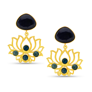 ต่างหูพลอยหลายเม็ดชุบทอง18K เครื่องประดับแฟชั่นโอนิกซ์สีดำคลาสสิกสำหรับงานแต่งงานวันครบรอบปาร์ตี้ทำจากทองเหลืองสำหรับ - Product Image 1