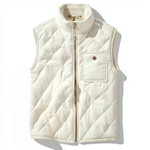 Gilet bouffant en laine sans manches personnalisé veste coupe-vent matelassée pour l'hiver gilet de bombardier style décontracté uni - Product Image 1