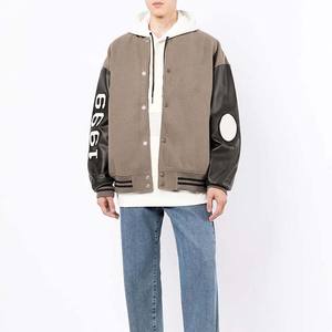 New Arrival Loose Fit OEM Custom Design Embroidery Printing <b>Wool</b> With Leather Sleeve Top Trending Winter Men's Baseball Jackets - Product Image 2