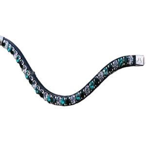 Bandeau de printemps étanche en cuir, cristaux de grande taille, strass scintillants, en forme ondulée, fait à la main, en cuir noir, vente en gros, 1 rangée - Product Image 1