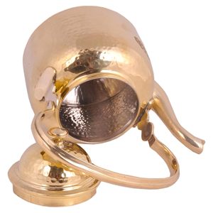 Théière en laiton pour faire du thé et du café, article de service (intérieur plaqué étain, design martelé) - Product Image 4