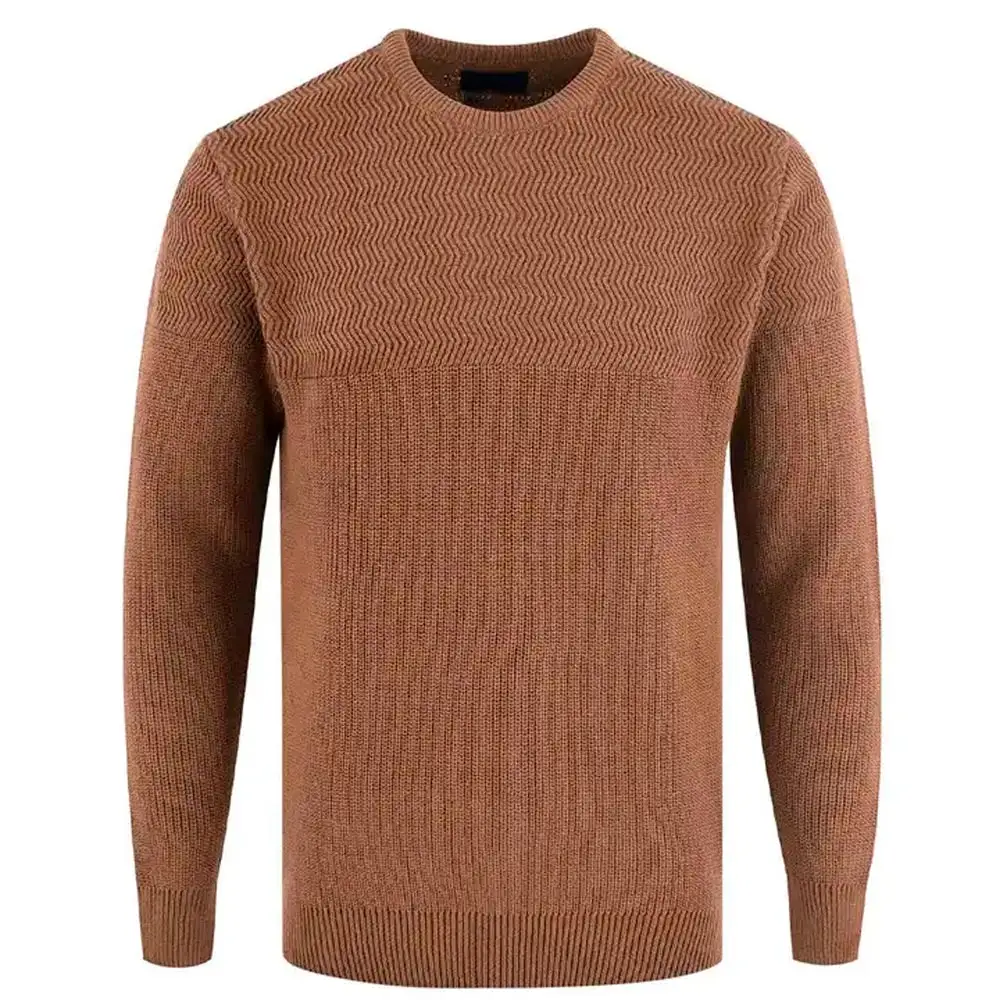 Sweater rajut pria, baju hangat dan lembut bahan wol lengan panjang kasual bernapas