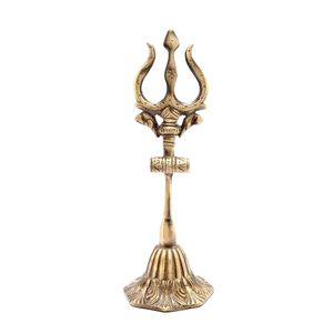 Sculpture Trishul traditionnelle en laiton plaqué or un symbole Divin Trident. Disponible aux prix de gros. - Product Image 5