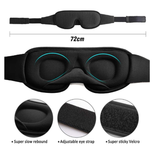Luxury 3D Contoured Cotton <b>Eyemask</b> with Velcro Adjustable Strap Breathable Light Blockout for Travel Nap & Night Use - Product Image 3