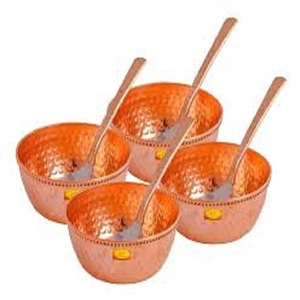 Plato de comida de Metal de cobre puro personalizado, cuenco martillado de cobre de lujo Simple, plato mezclador de hierro de acero para frutas y agua para fiestas - Product Image 3