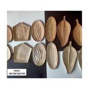 99 Gold Data Real Wood Leaf Plate Wooden Engraved Tray Containing Salad Serving Plate Attractive Kitchenware Table Plate - Product Image 1