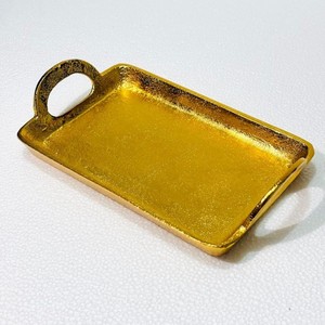 Plateau de service rectangulaire en aluminium doré Plateau en métal durable pour la maison Hôtel Mariage pour la vaisselle et le service des aliments - Product Image 3