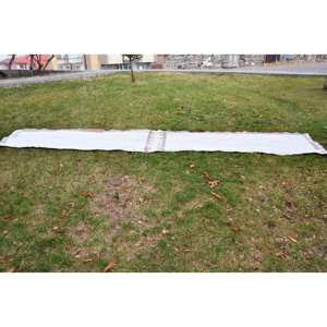 Alfombra de área turca Vintage de 2,3x14 pies, diseño de retazos rectangulares grandes, látex de lana de estilo blanco tradicional para decoración de habitación de pasillo - Product Image 3