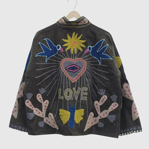 เสื้อแจ็คเก็ตคอจีนปักลายดอกไม้ด้วยมือ แขนยาว ไซส์ใหญ่ สำหรับผู้ใหญ่ สไตล์คอร์ดูรอย ดีไซน์แบบชนบทเก๋ไก๋ เหมาะสำหรับใส่ในฤดูใบไม้ร่วง - Product Image 2