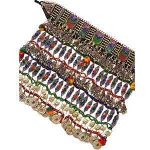 Nouveauté très vendue, vente directe, ensemble de bijoux brodés à la main, style afghan, tribal, Kuchi, bleu - Product Image 1