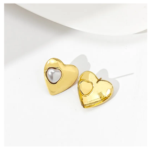 Luxury Gold <b>Earrings</b> Fashion Stud <b>Earrings</b> Vintage Exaggerated Personality Brass Gold Plated Old Love <b>Red</b> Peach Heart <b>Earrings</b> - Product Image 1