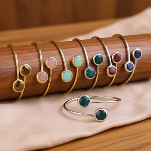 Elegant Gold & <b>Silver</b> Plated Crystal <b>Bracelet</b> with Colorful Stone Accents Resale Ready <b>Bangles</b> - Product Image 3