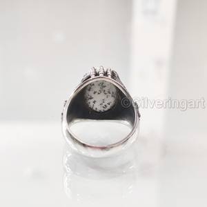 แหวนเงินแท้ 925 ประดับโอปอลธรรมชาติ ดีไซน์พิเศษสำหรับผู้ชาย ของขวัญแต่งงานสไตล์ออตโตมัน ประจำเดือนตุลาคม - Product Image 6