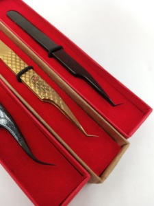 Pince à épiler GETUP BROSONS IMPEX de haute qualité, en acier inoxydable courbé noir brillant à 45 degrés, à pointe lisse, pour extensions de cils, antistatique - Product Image 6