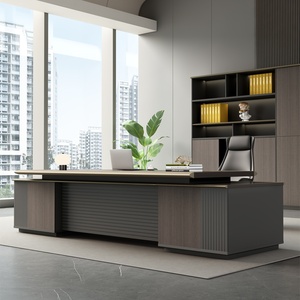 Modern Luxury Executive L Shaped Office <b>Desk</b> Chair Set Commercial Modular Wooden Panel Furniture Easy Assembly Extendable - Product Image 4