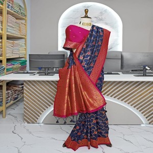 Sari de Seda Paithani Suave Premium VASTRA COTTAGE con Hermoso Tejido Zari, Diseño Atractivo, Ropa Tradicional Étnica para Fiestas - Product Image 4