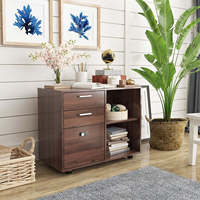 Meubles de bureau SpringCreek en bois massif, bureaux modernes pour la maison et le bureau, armoire à 3 tiroirs avec serrure, support mobile pour imprimante, étagère de rangement ouverte, résistant à l'eau