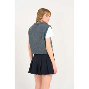เสื้อสเวตเตอร์คอวีสีแอนทราไซต์แบบเรียบ - Product Image 4