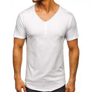 Camisetas de Jersey de algodón sólido para hombre, Camiseta de algodón de alta calidad para hombre, camiseta personalizada con diseño de botones, camiseta de ajuste americano para hombre, camiseta de ajuste urbano - Product Image 1