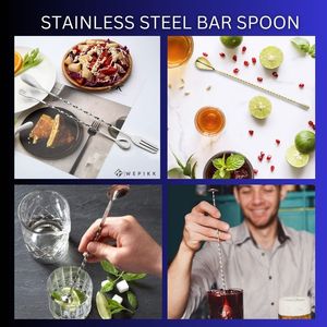 Cuillère de bar à cocktails en acier inoxydable à vendre en vrac Cuillères de bar durables écologiques avec logo personnalisé pour barman à domicile - Product Image 4