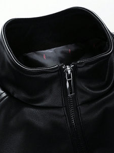 Chaqueta de Cuero con Forro de Lana y Cuello Alto para Hombre, Diseño Delgado, Alta Calidad OEM, Personalizable para Hombre y Mujer - Product Image 4