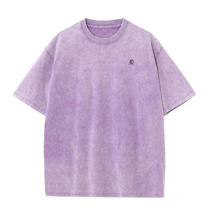 T-shirt lavé en coton acide t-shirt en détresse avec broderie personnalisée sérigraphie t-shirts pour hommes - Product Image 5