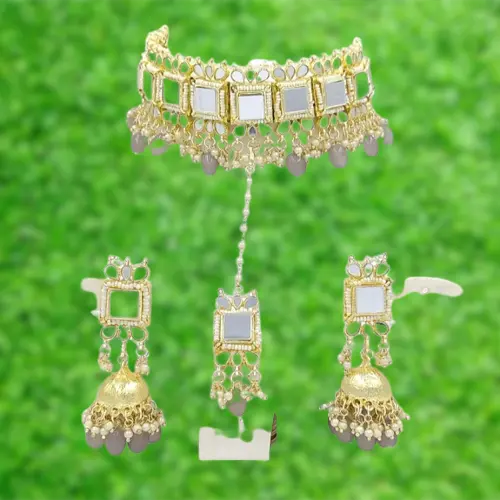 Indiano Cristal Jóias Fabricantes Kundan Banhado A Ouro Gargantilha Colar Conjunto De Jóias Para As Mulheres Multi colorido
