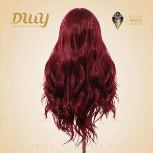 ROXY DWY Long Middle Lace Parting Wavy Synthetic <b>Wig</b> Red with Transparent Lace Color - Product Image 4