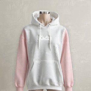 Sweat-shirt à capuche unisexe Kadia blanc et vert olive, manches raglan, coupe ample, en coton French Terry, décontracté, pour l'automne - Product Image 2