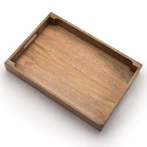 Bandeja para servir comida de madera brillante con borde lateral decorativo de 4, lo mejor para servir bebidas, decoración interior, diseño de utensilios de cocina, bandeja para servir - Product Image 6