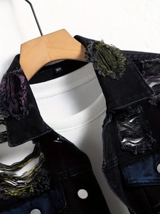 Veste en jean d'hiver pour homme sur mesure, extensible, col montant, boutons en corne, logo, style streetwear, grande taille, respirante - Product Image 6