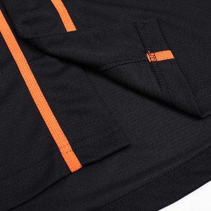 Black <b>Baseball</b> Jersey With Orange Trim Short Sleeve Button Front Mesh Unisex Adult Sport Apparel - Product Image 3