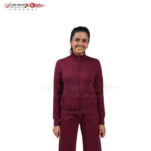 Conjunto de chándal de poliéster para mujer, conjunto de dos piezas para correr con chaqueta con cremallera y pantalones de cintura alta, chándal elegante de poliéster para mujer - Product Image 1